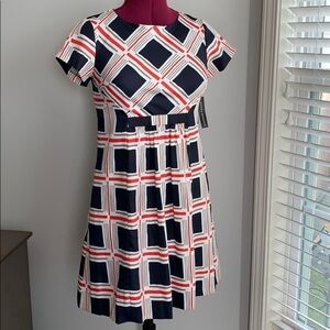 Red, white, and blue donna Morgan dress